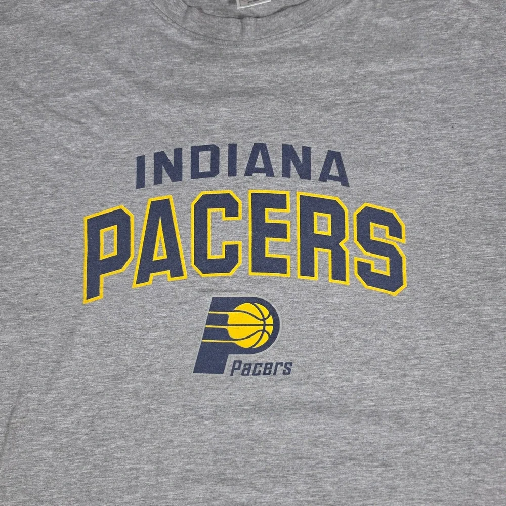 NBA Indiana Pacers Graphic T-Shirt Gray Mens 2XL Cotton Basketball Tee